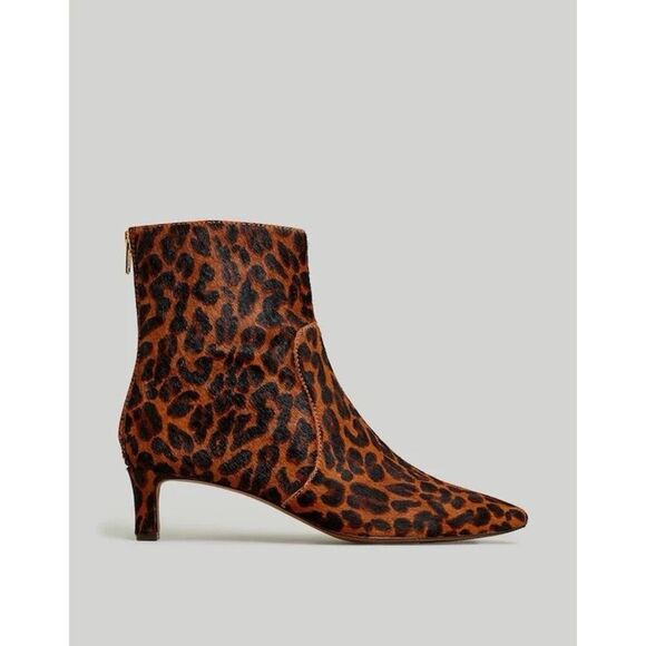 NEW Madewell Calf Hair Cheetah Print Ankle Boots Kitten Heel Size 6 - Picture 2 of 4